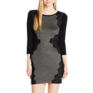 By & By 3/4 Sleeve Black & Gray Sweater Dress with Side Lace